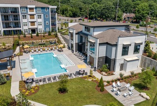aerial view of pool area at The Anson