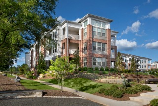 sidewalk and view along CityPark View apartments