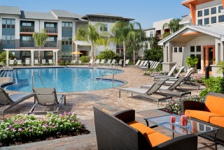 swimming pool and tanning deck rendering