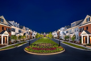 night time rendering of Founders Village apartment community